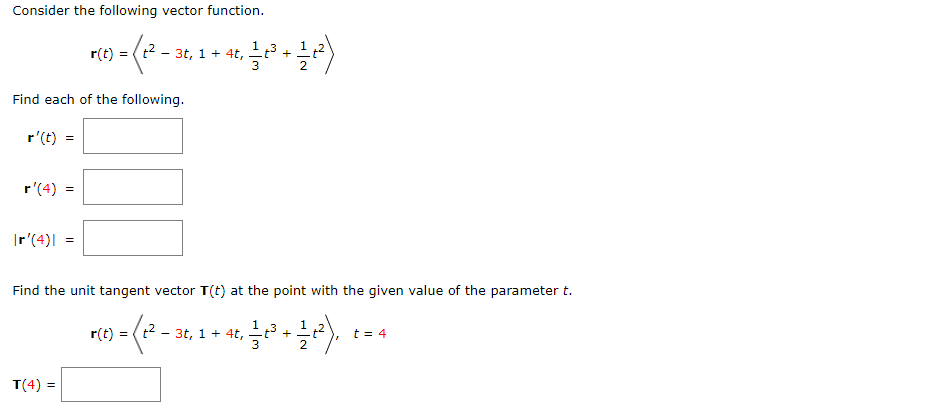 Solved Find the unit tangent vector T(t) at the point with | Chegg.com