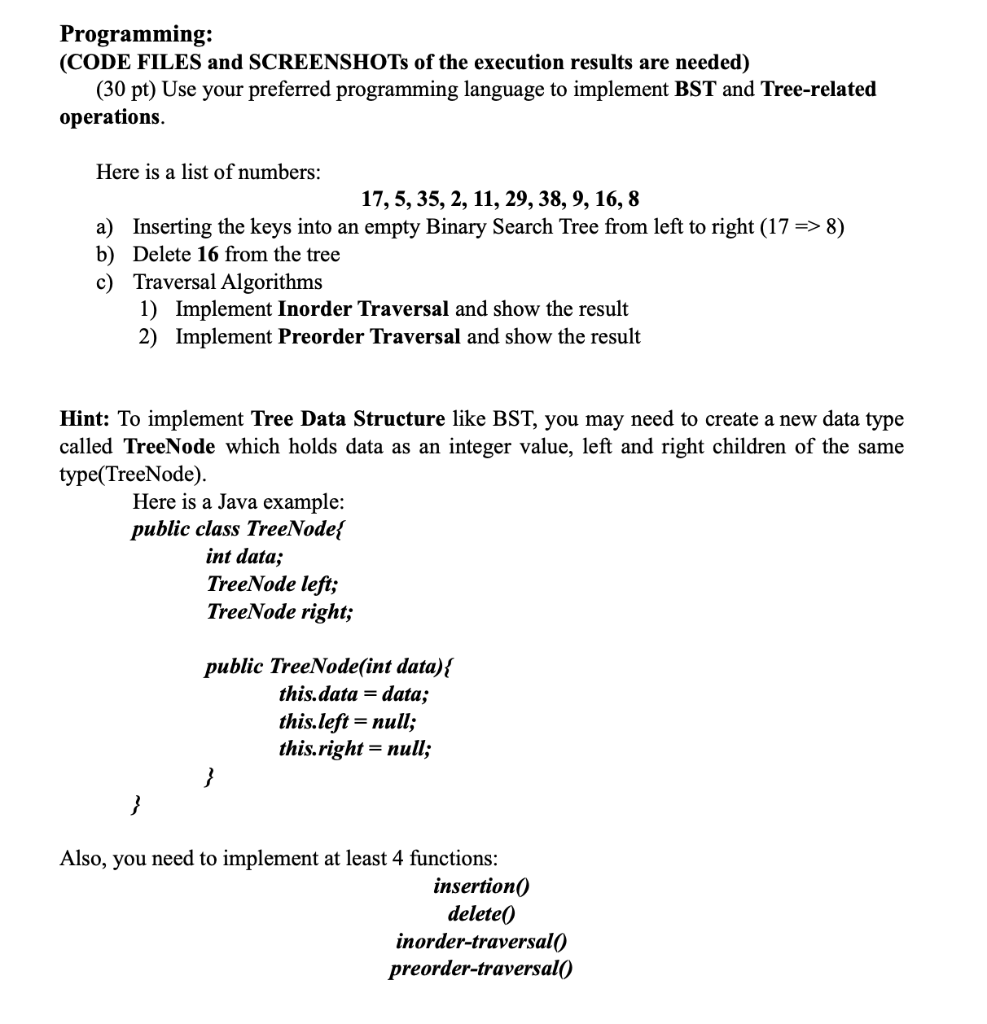 Solved Programming: (CODE FILES and SCREENSHOTs of the | Chegg.com