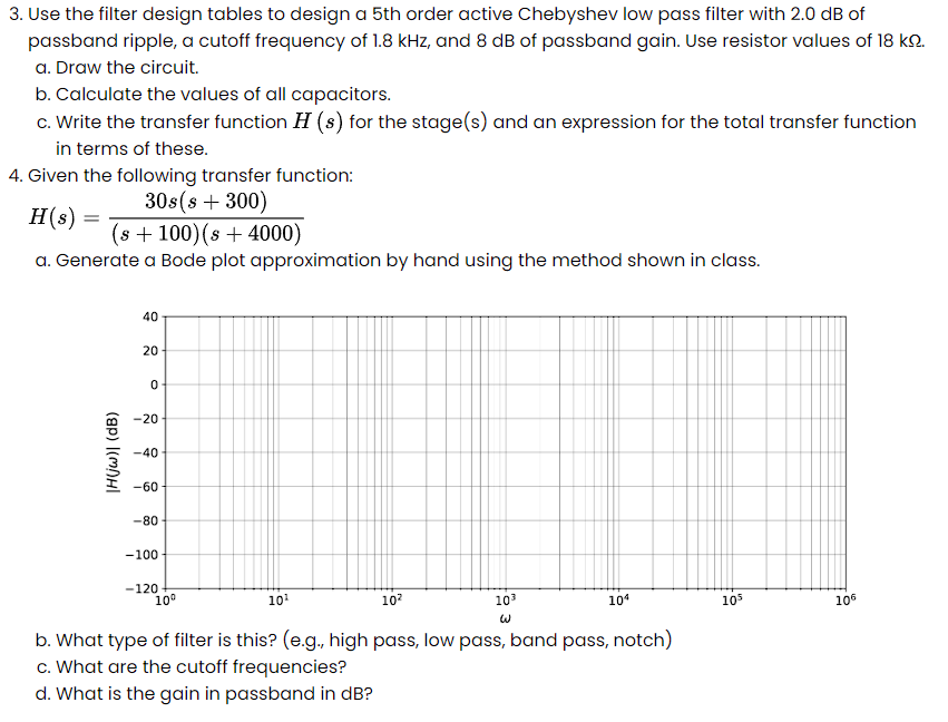 Solved 3. Use the filter design tables to design a 5 th | Chegg.com