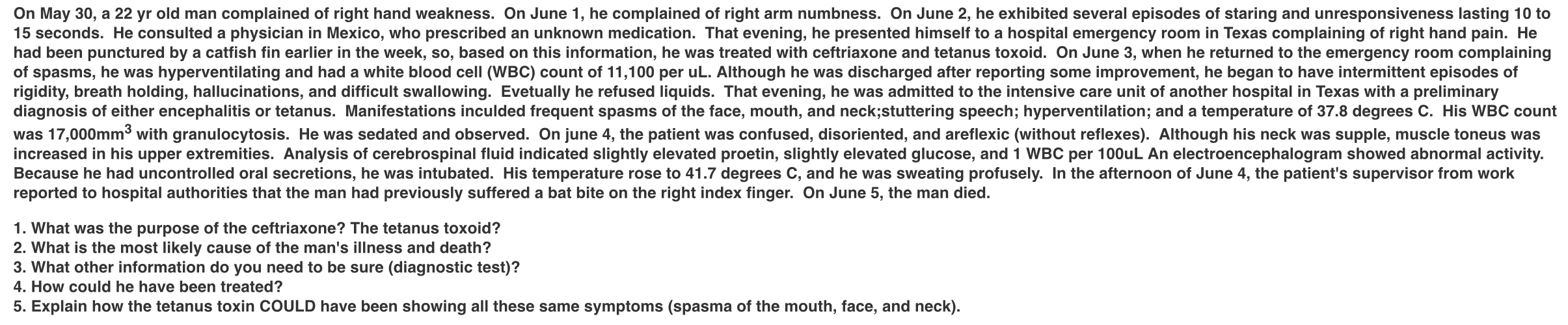 Solved On May 30, A 22 Yr Old Man Complained Of Right Hand 