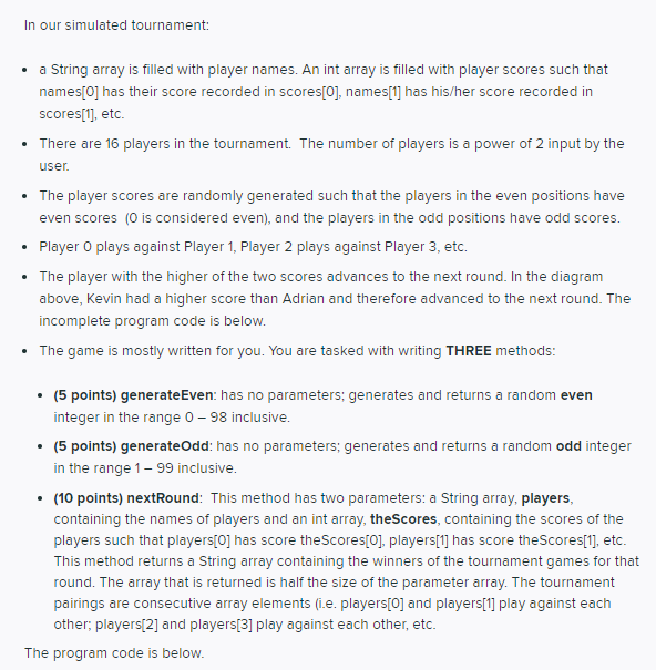 Solved A FooGame Tournament is a single elimination | Chegg.com