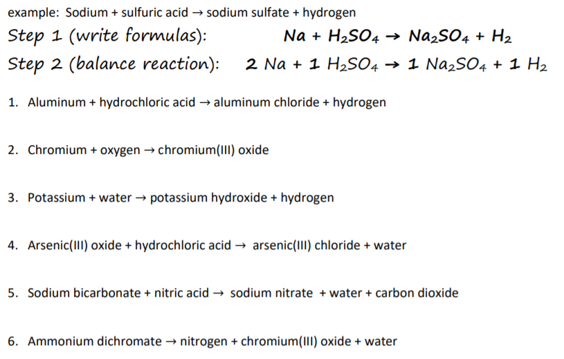 Solved example: Sodium + sulfuric acid → sodium sulfate + | Chegg.com