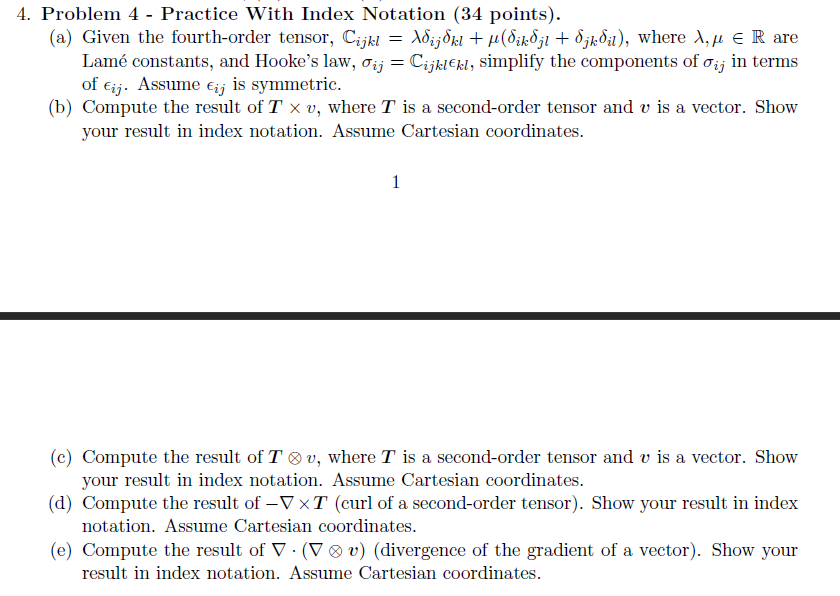 Solved 4. Problem 4 - Practice With Index Notation (34 | Chegg.com