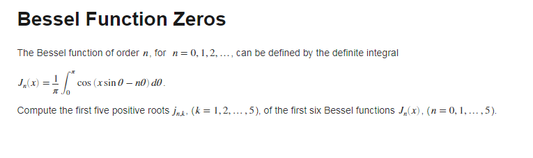 Solved Bessel Function Zeros The Bessel function of order n, | Chegg.com