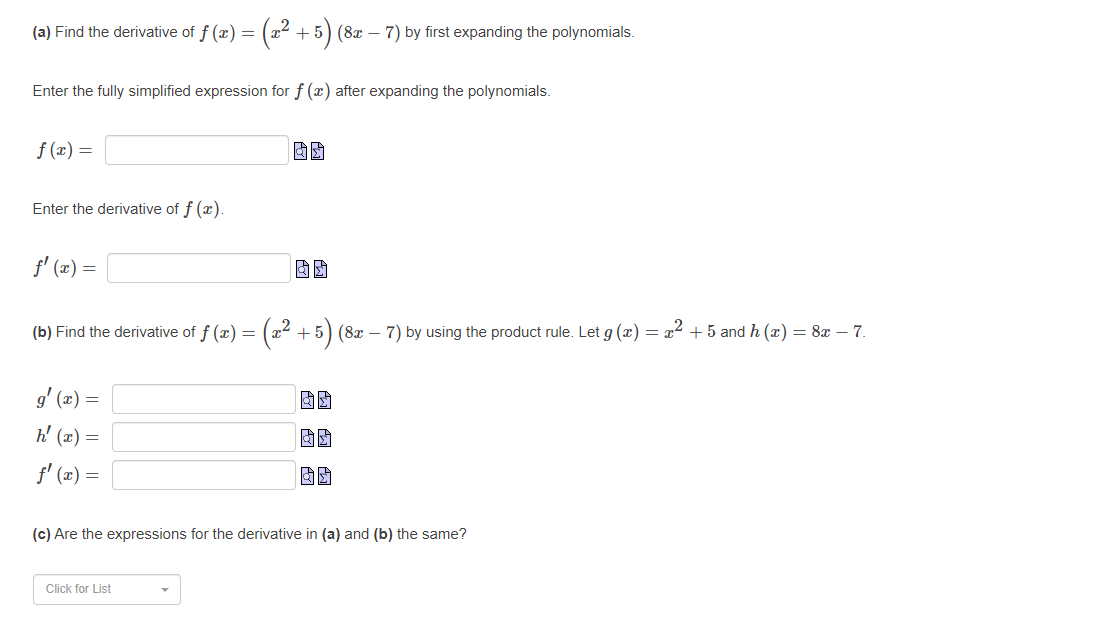 Solved A Find The Derivative Of Fxx258x−7 By First 5915