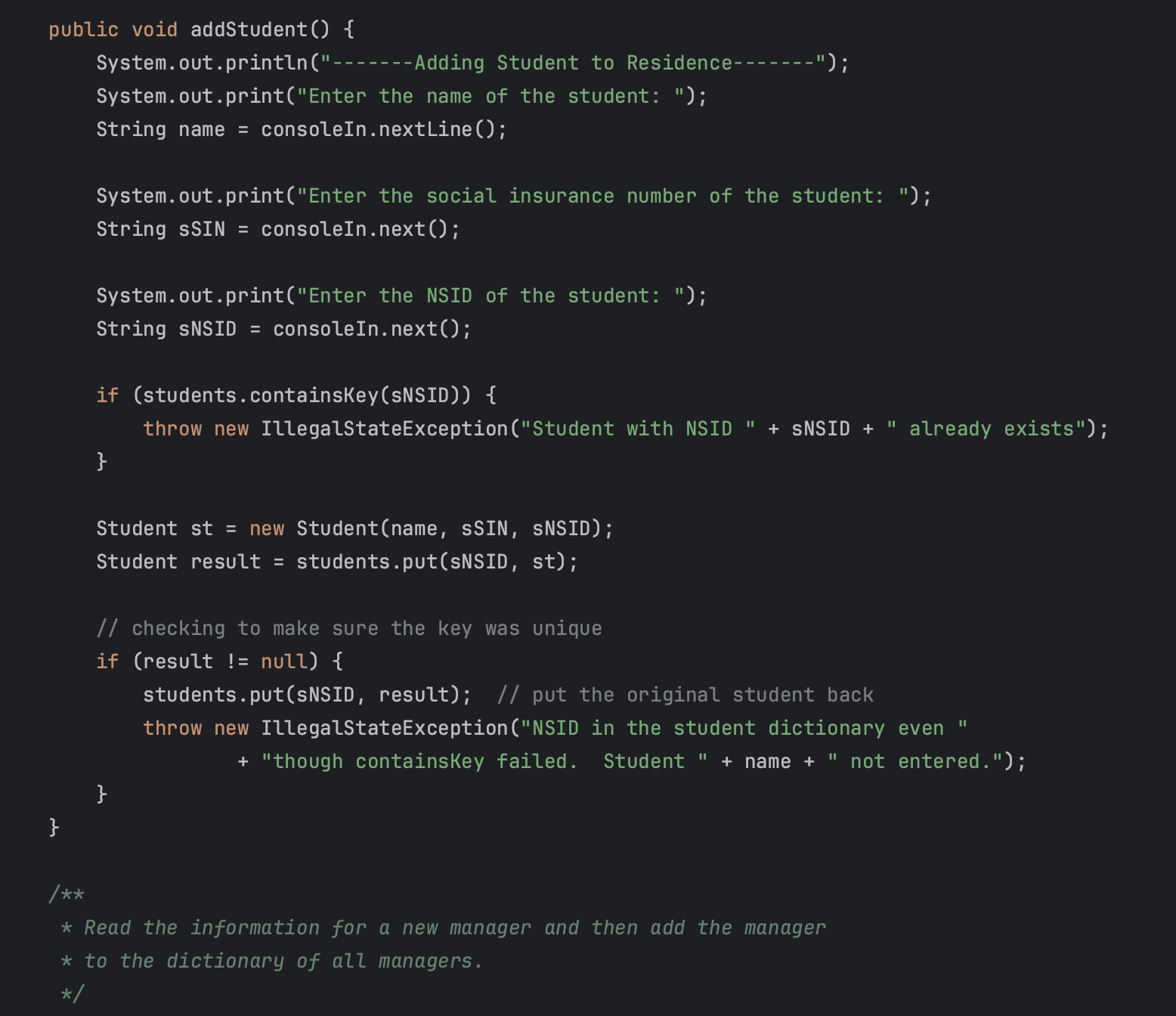Solved Task Recall the ResidenceSystem class from Assignment | Chegg.com