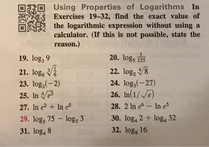 Solved Using Properties of Logarithms In Exercises 19-32, | Chegg.com
