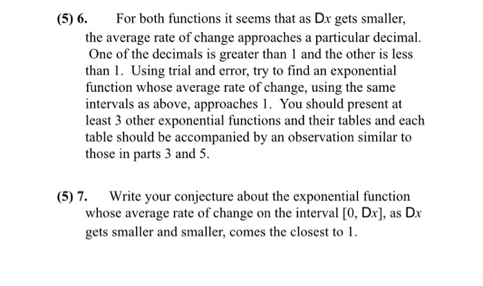 Solved Average rate of change of exponential functions near | Chegg.com