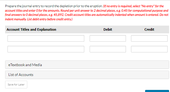 Solved Prepare the journal entry to record the depletion Chegg com