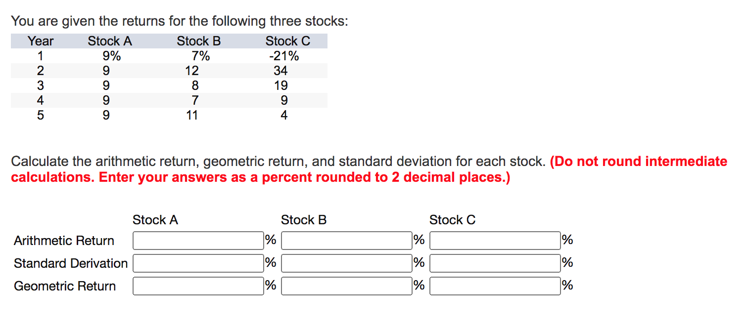 Solved You Are Given The Returns For The Following Three | Chegg.com