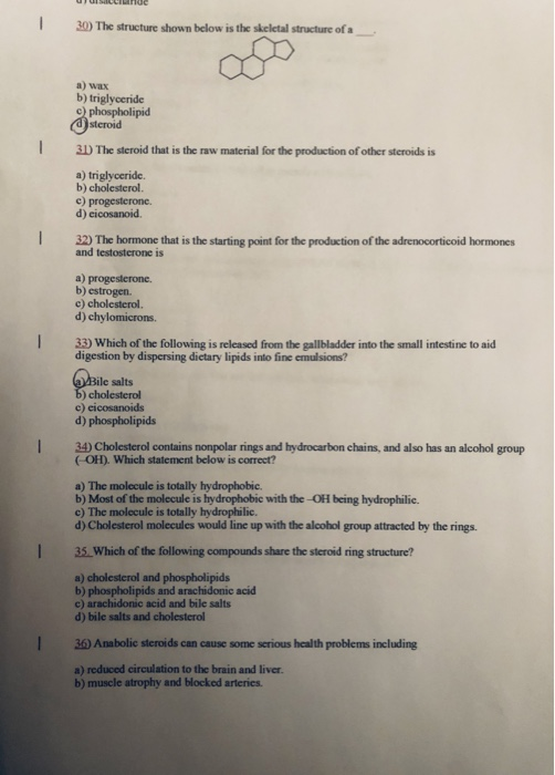Solved 30) The structure shown below is the skeletal