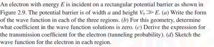 Solved An electron with energy E is incident on a | Chegg.com