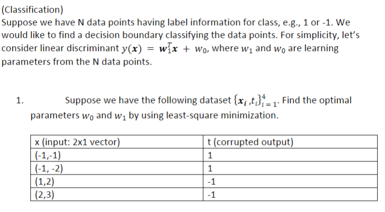 Solved (Classification) Suppose we have N data points having | Chegg.com