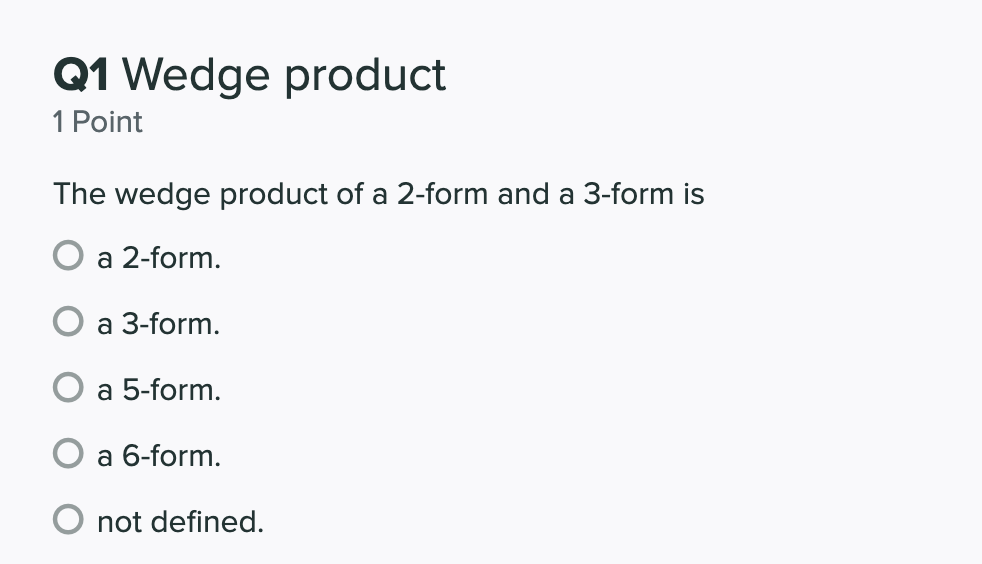 Solved Q1 Wedge product 1 Point The wedge product of a