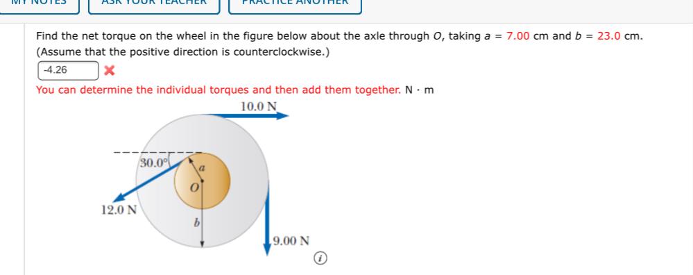 Solved Find the net torque on the wheel in the figure below | Chegg.com