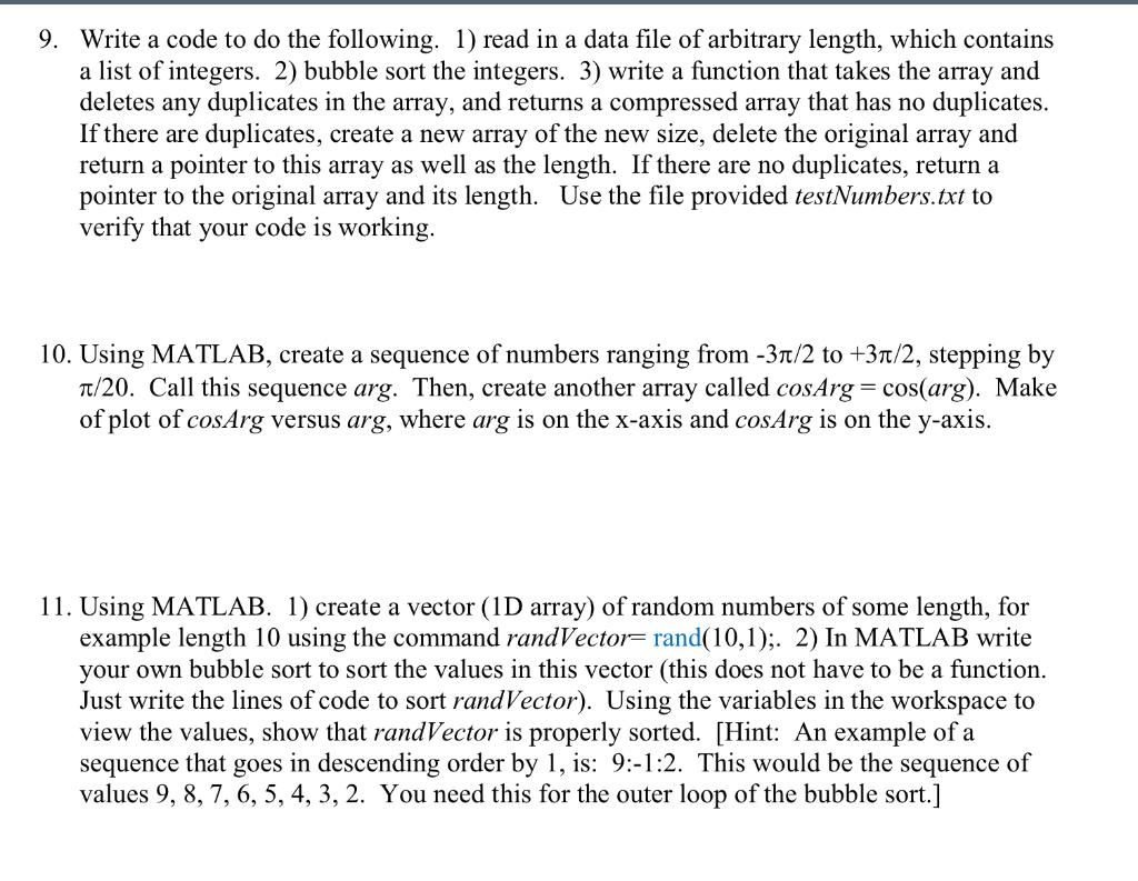 Solved Write a code to do the following. 1) read in a data | Chegg.com