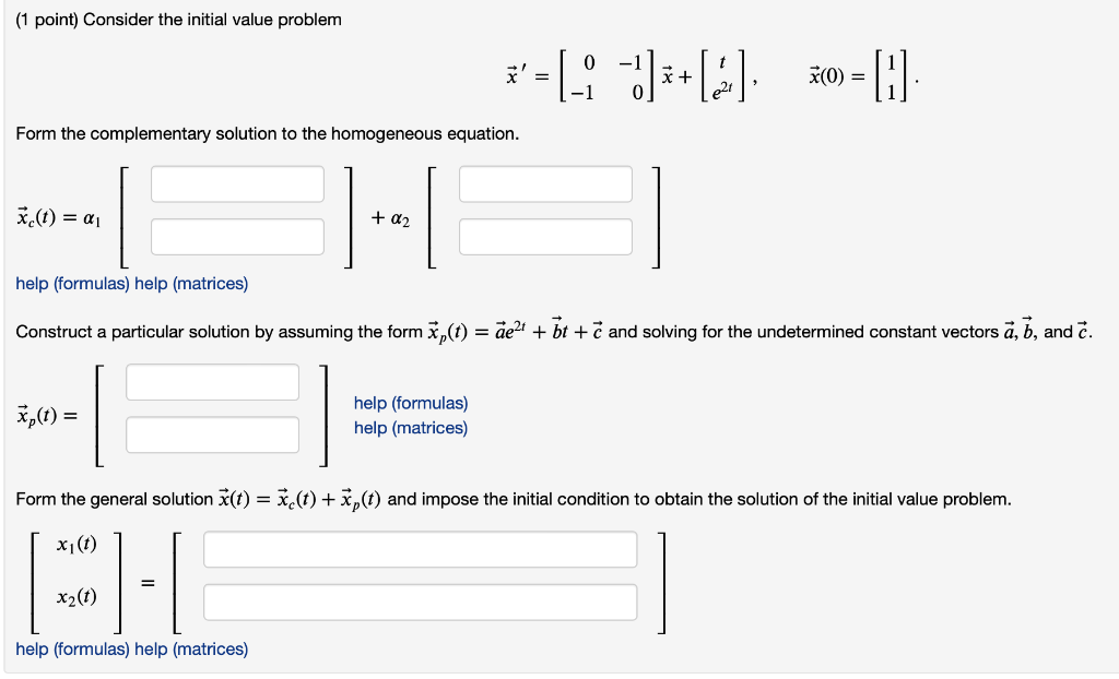 Solved (1 Point) Consider The Initial Value Problem | Chegg.com