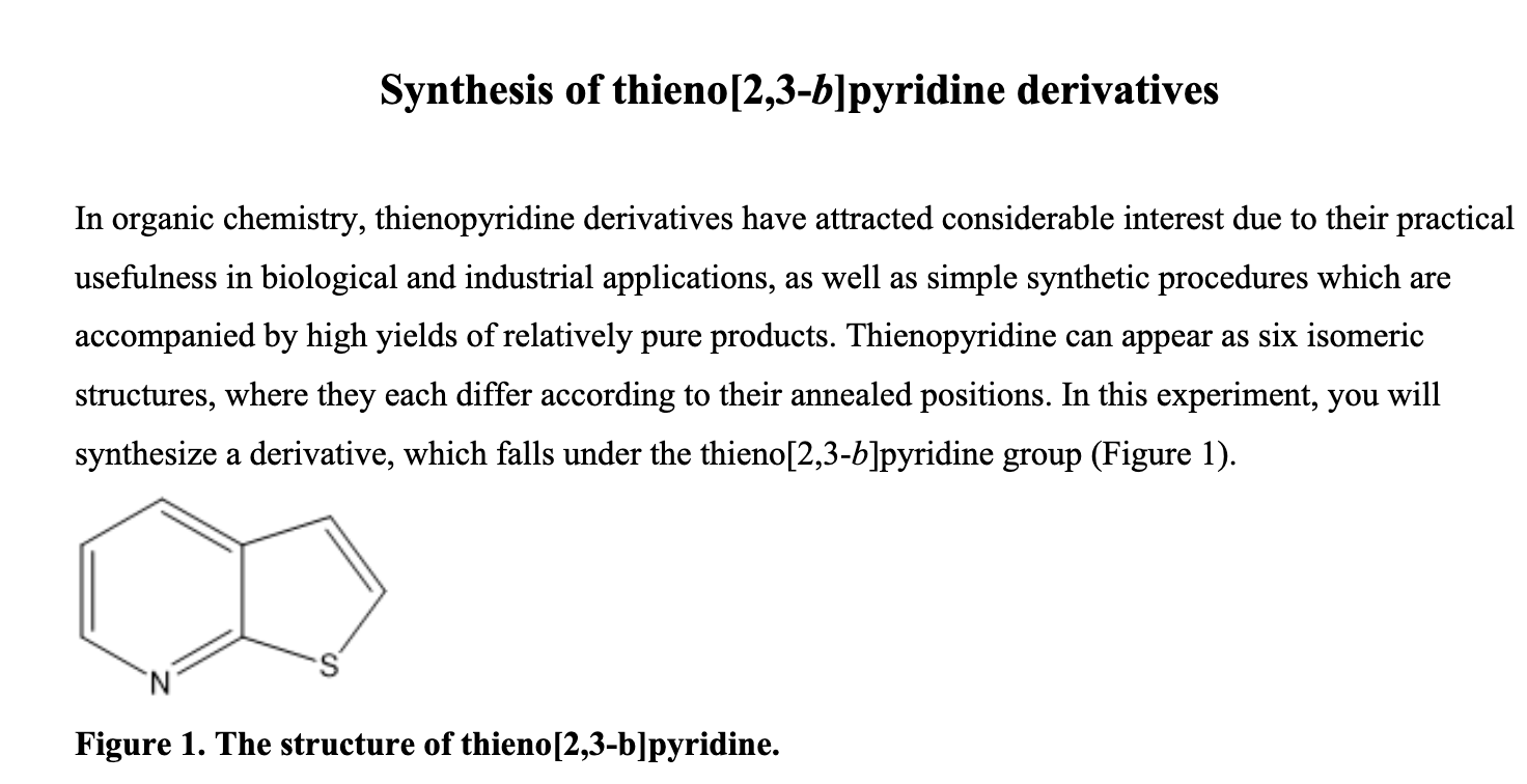 Solved Synthesis of thieno[2,3-b]pyridine derivatives In | Chegg.com
