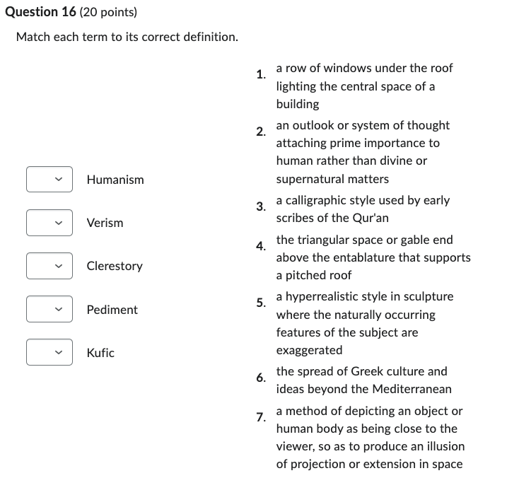 Solved Match each term to its correct definition. 1. a row Chegg