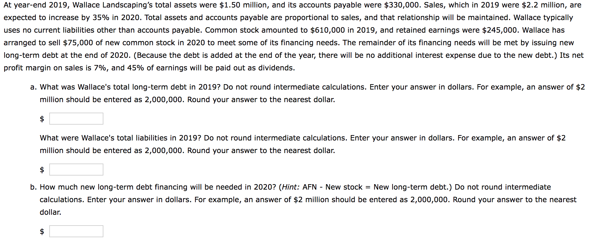 Solved year-end 2019, Wallace Landscaping's total assets | Chegg.com