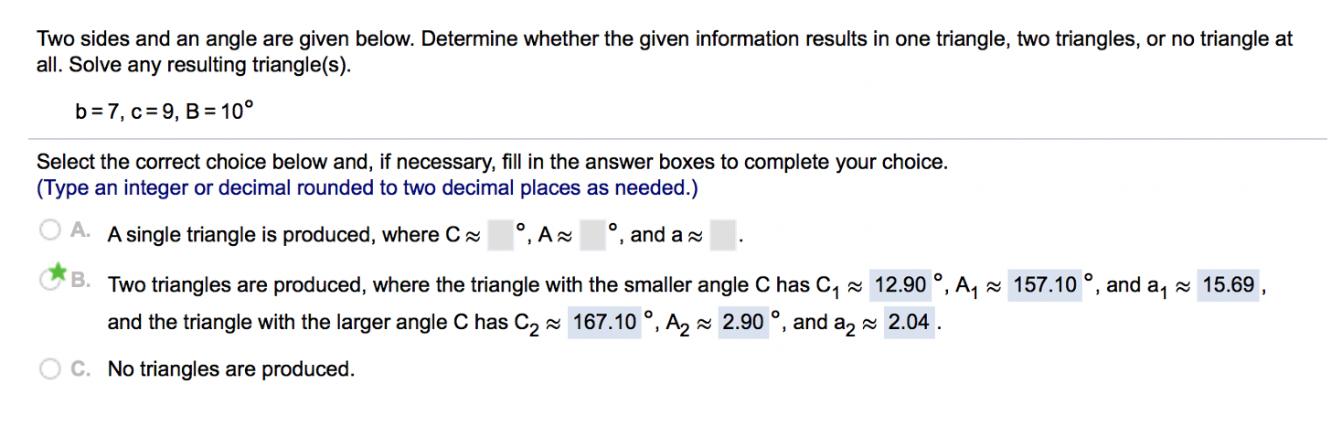 Solved Two Sides And An Angle Are Given Below. Determine | Chegg.com