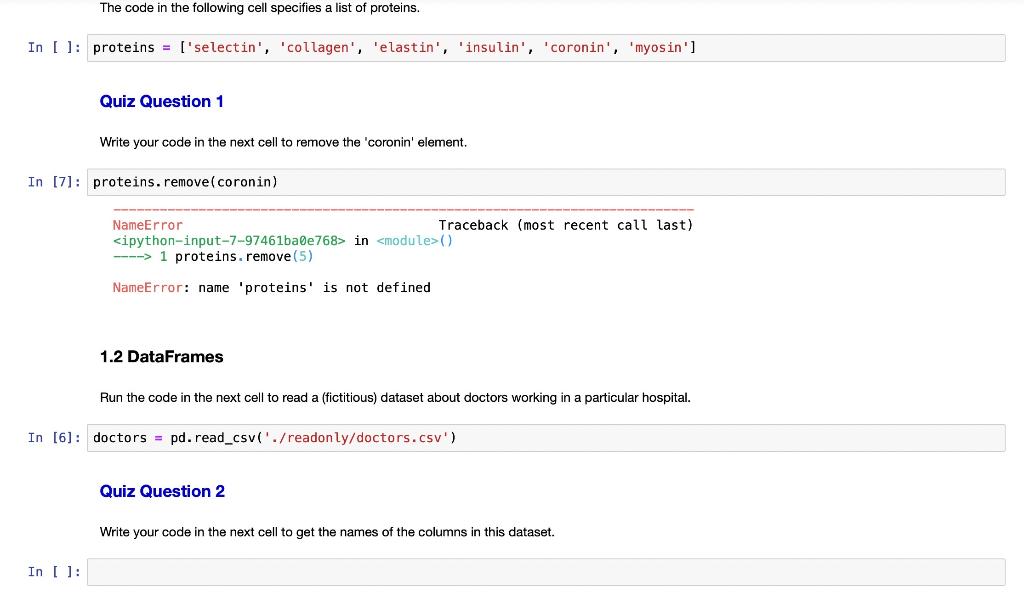 Solved 7]: Proteins. Remove(Coronin) Nameerror Traceback | Chegg.Com