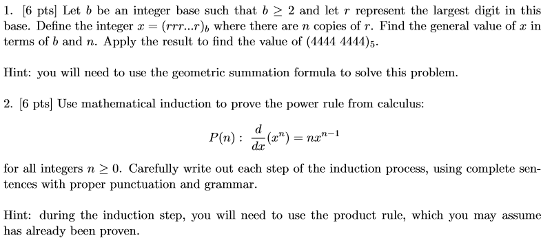 Solved 1. [6 Pts) Let B Be An Integer Base Such That B > 2 | Chegg.com