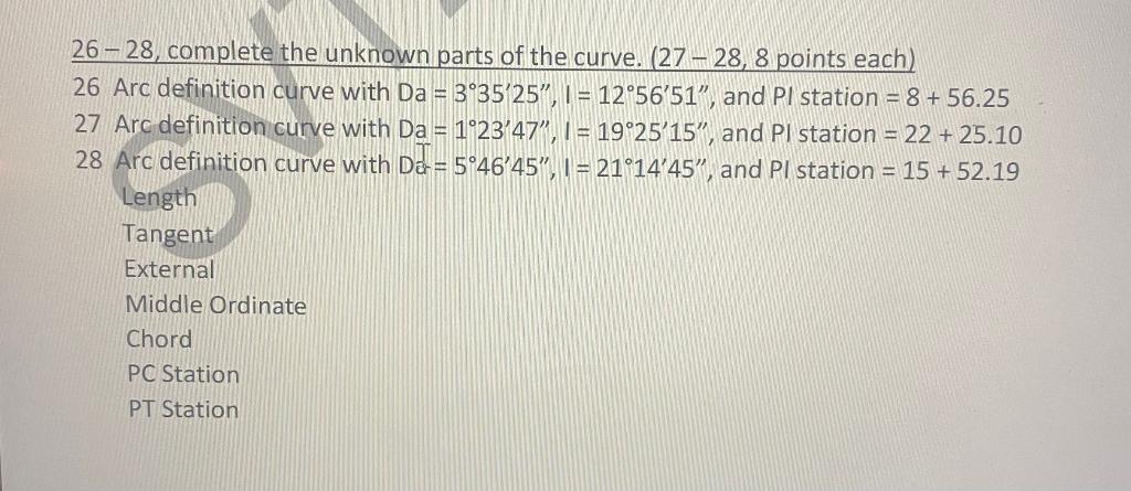 Solved 26−28, complete the unknown parts of the curve. | Chegg.com