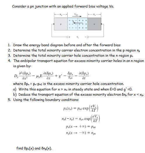 Consider a pn junction with an applied forward bias | Chegg.com