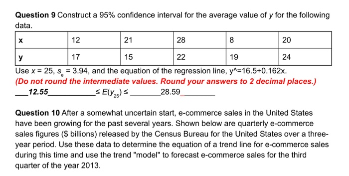 Solved Question 9 Construct a 95% confidence interval for | Chegg.com