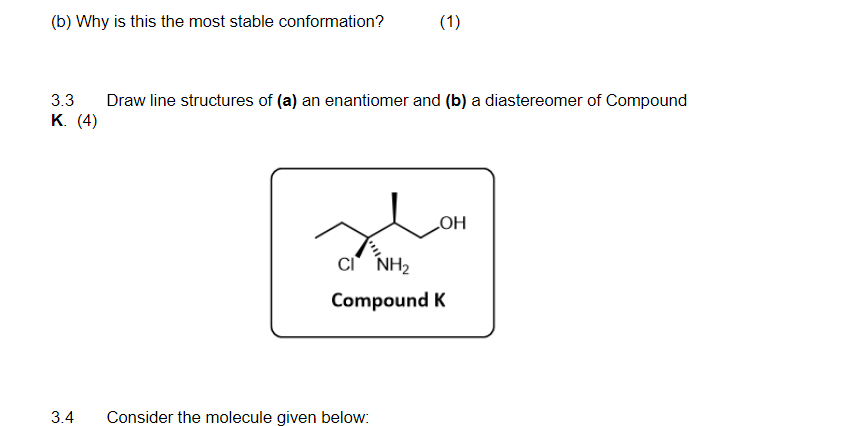 Solved 3.1 Draw both chair conformations of compound M on | Chegg.com