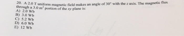 Solved A 2.0 T uniform magnetic field makes an angle of 30 | Chegg.com