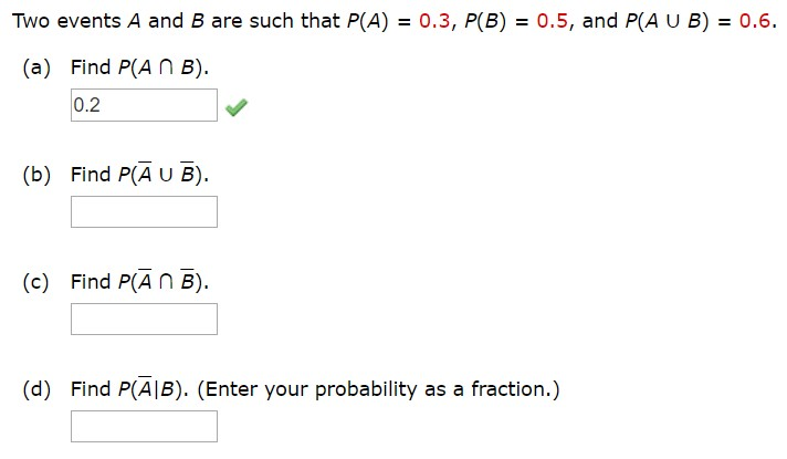 Solved Two Events A And B Are Such That P(A) = 0.3, P(B) = | Chegg.com