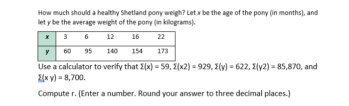 Vergonzoso estas Pelágico Solved Use a calculator to verify that Σ(x) = 59, Σ(x2) = | Chegg.com