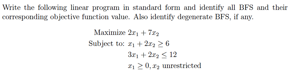 Solved Write the following linear program in standard form | Chegg.com