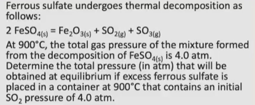 Solved Ferrous Sulfate Undergoes Thermal Decomposition As