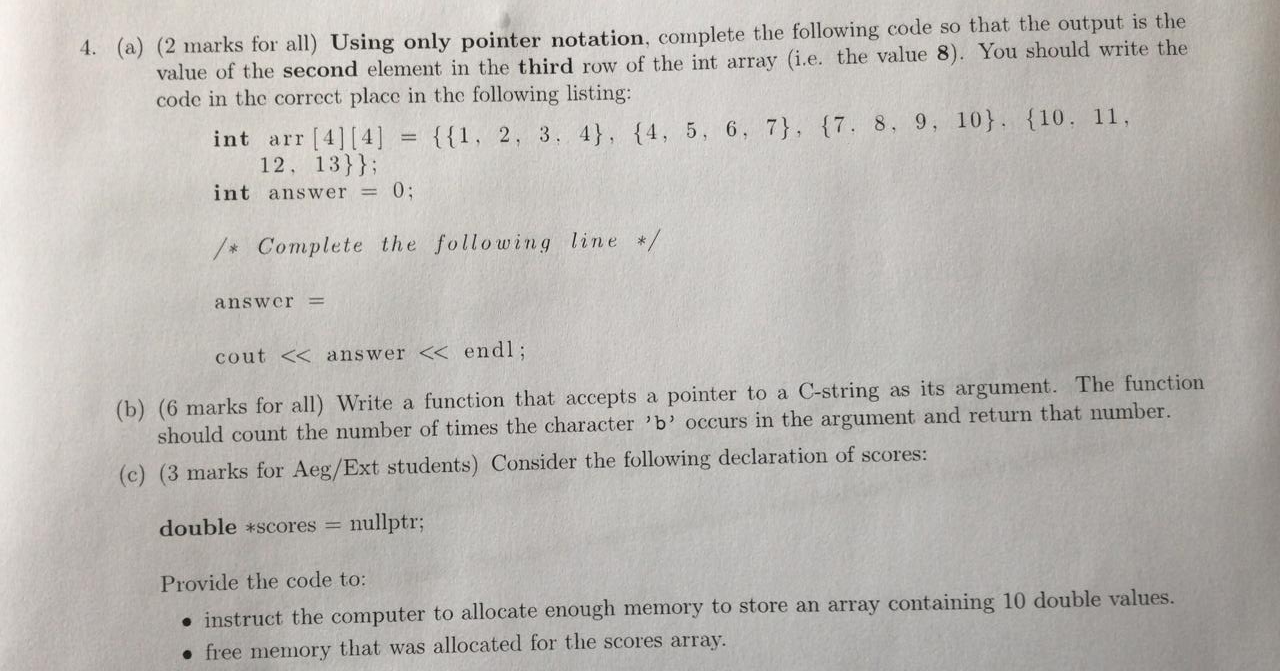 Solved 4. a 2 marks for all Using only pointer notation