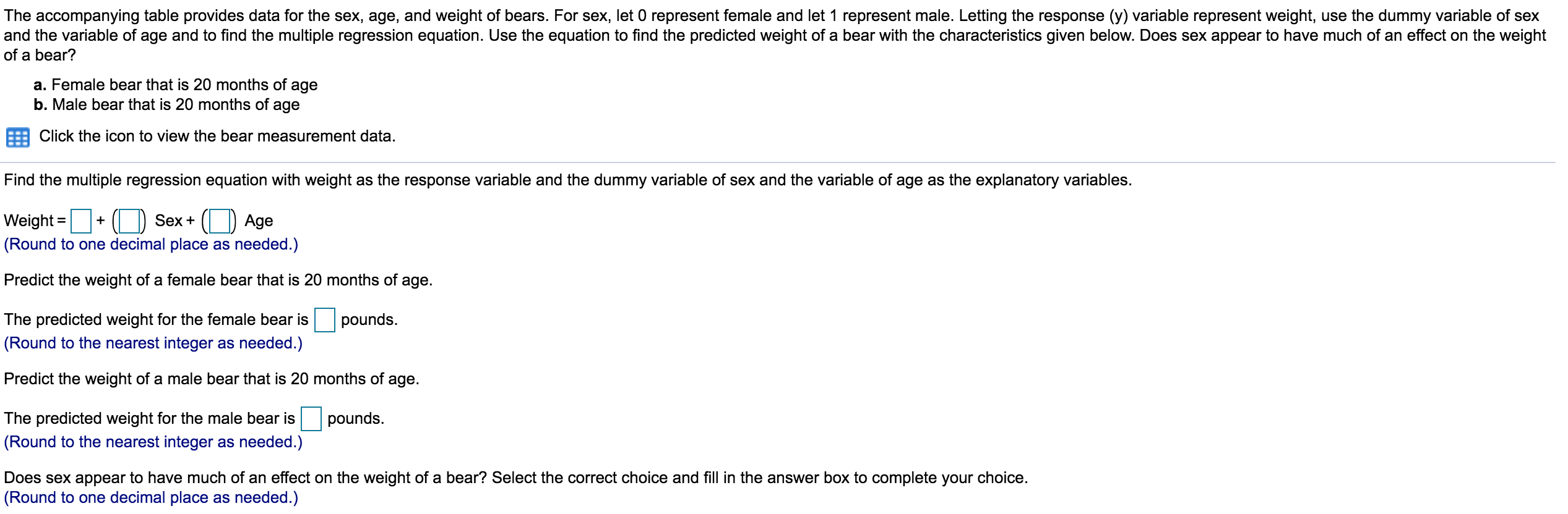 The accompanying table provides data for the sex, | Chegg.com