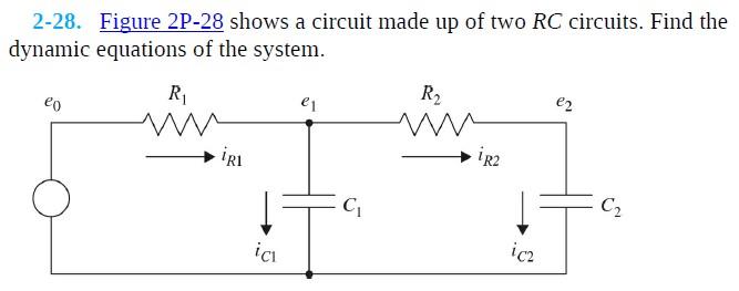 Solved 2-28. Figure 2P-28 shows a circuit made up of two RC | Chegg.com