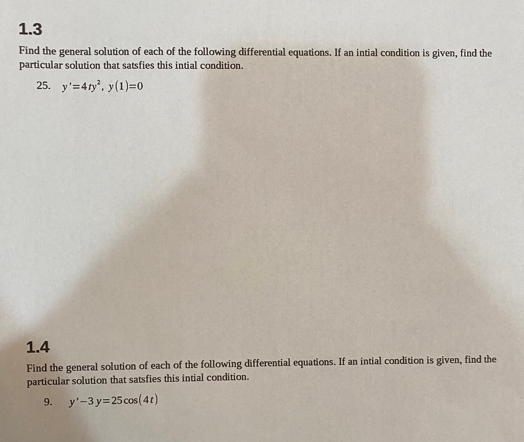 Solved 1.3 Find The General Solution Of Each Of The | Chegg.com