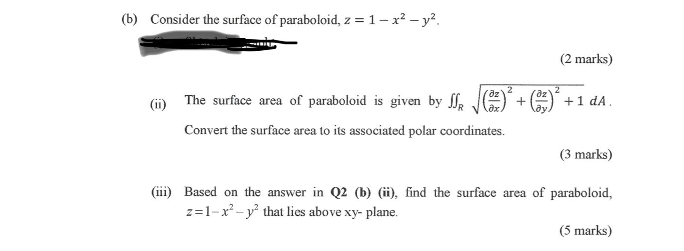 Solved Consider The Surface Of Paraboloid Z 1 X2 Y Chegg Com