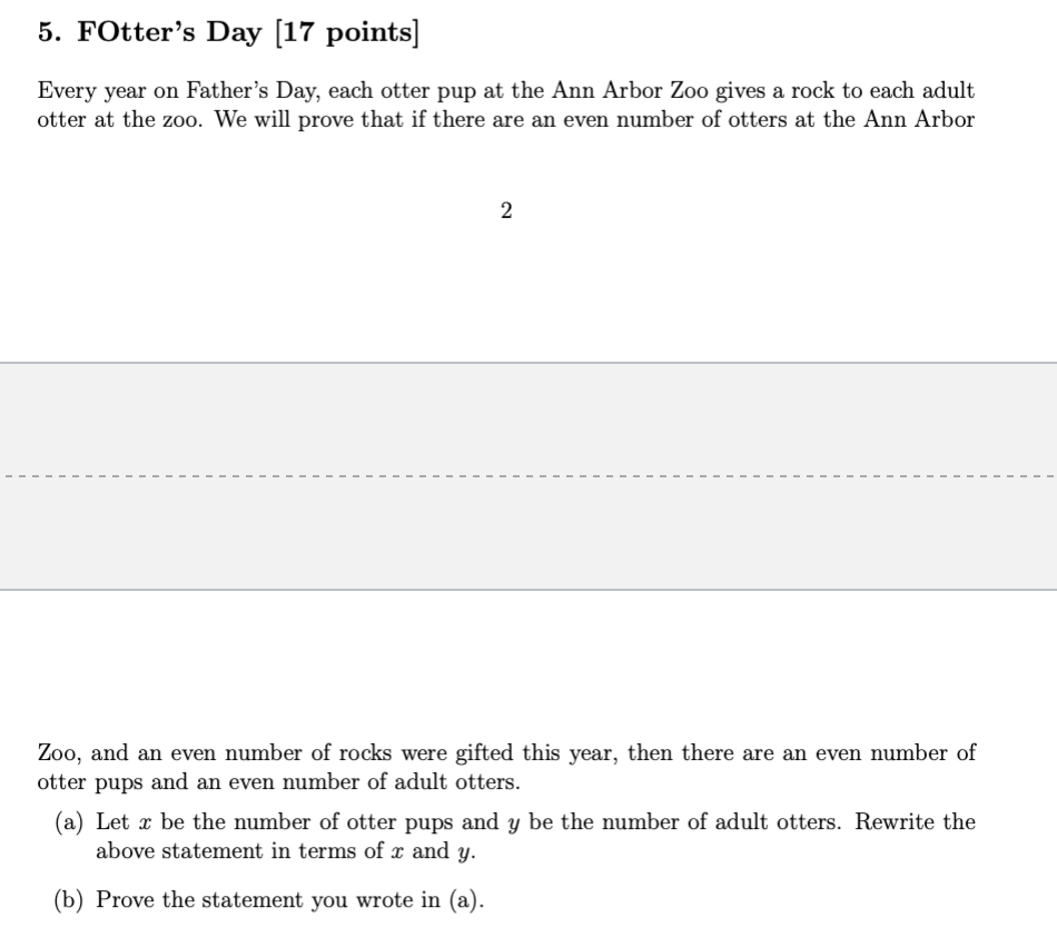 Solved 5. FOtter's Day [17 points] Every year on Father's | Chegg.com