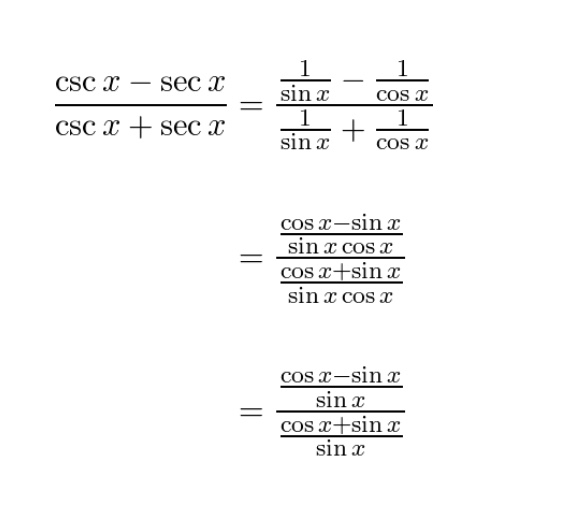 Solved CSC X sec X 1 sinc 1 sin x 1 COS C 1 COS X CSC X + | Chegg.com