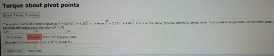 Solved Torque about pivot points Due in 7 hours, 7 minutes | Chegg.com
