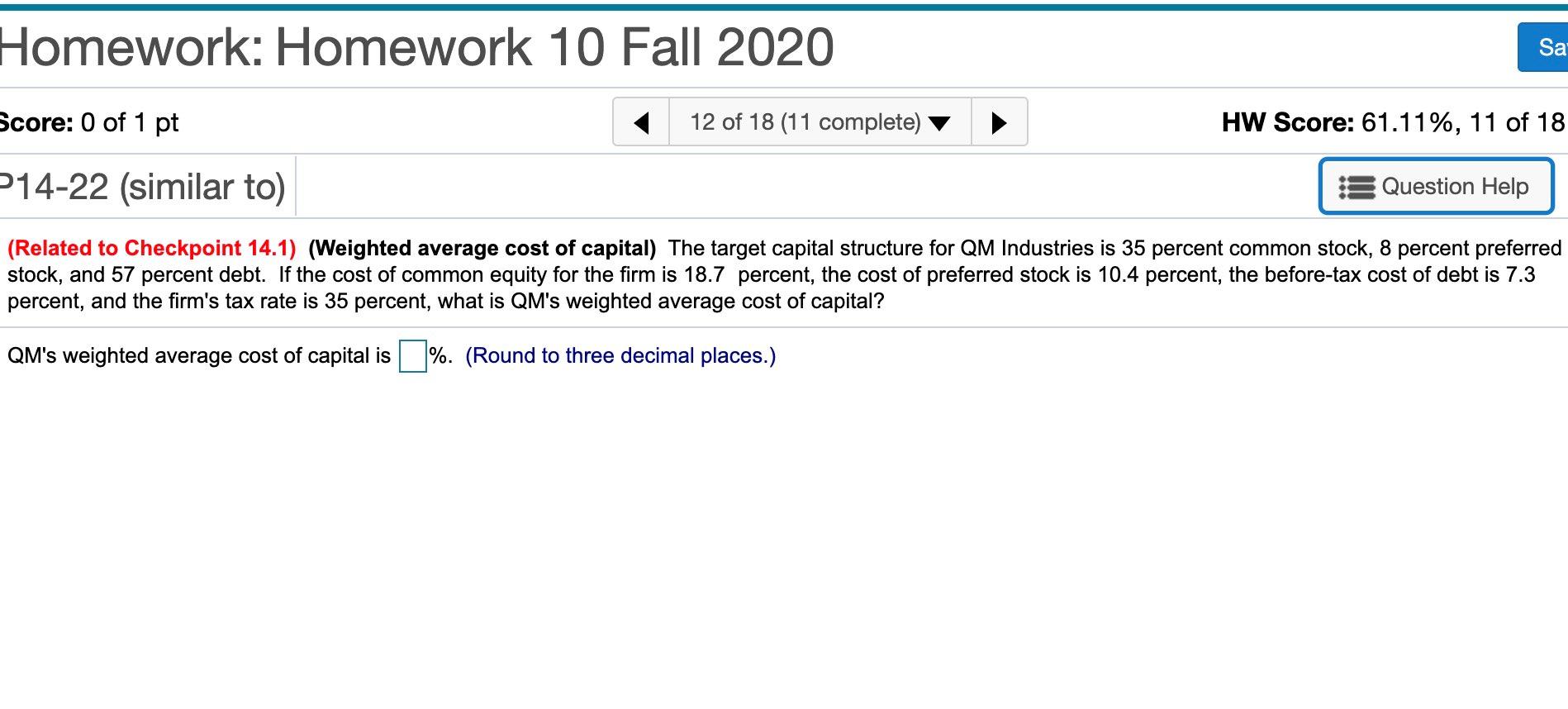 Solved Homework: Homework 10 Fall 2020 Sa Score: 0 of 1 pt | Chegg.com