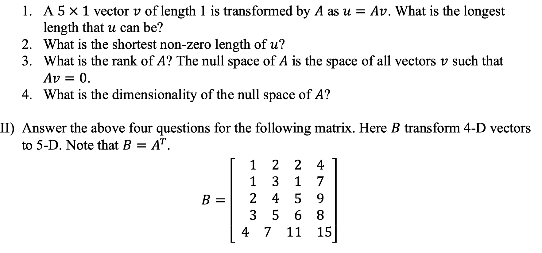  Solved 1 A 5 Times 1 Vector V Of Length 1