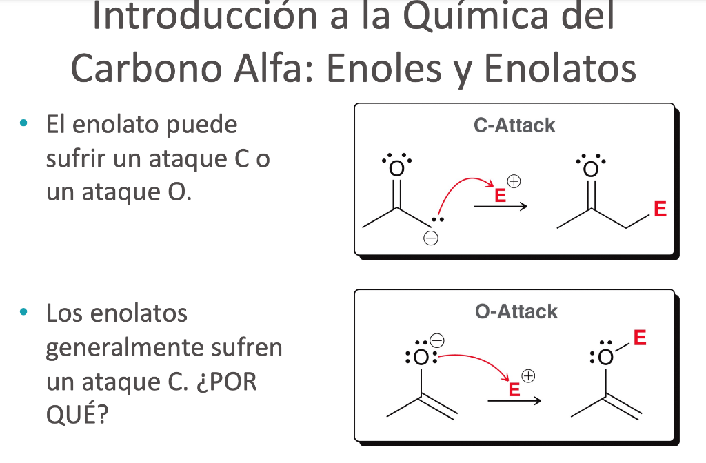 Introducción a la Química del Carbono Alfa: Enoles y Enolatos у C-Attack • El enolato puede sufrir un ataque Co un ataque 0.