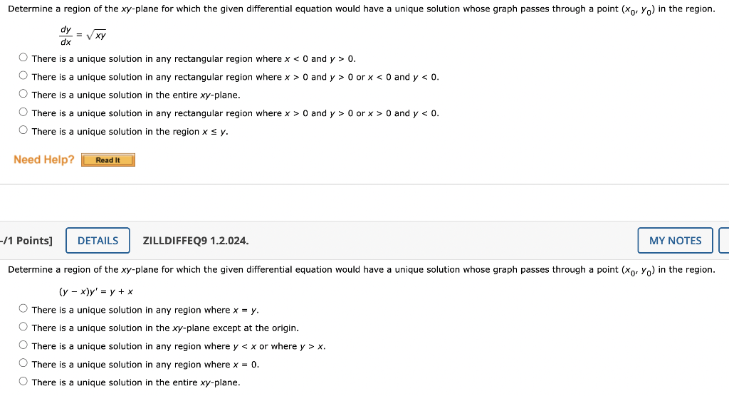 Solved Determine A Region Of The Xy-plane For Which The | Chegg.com