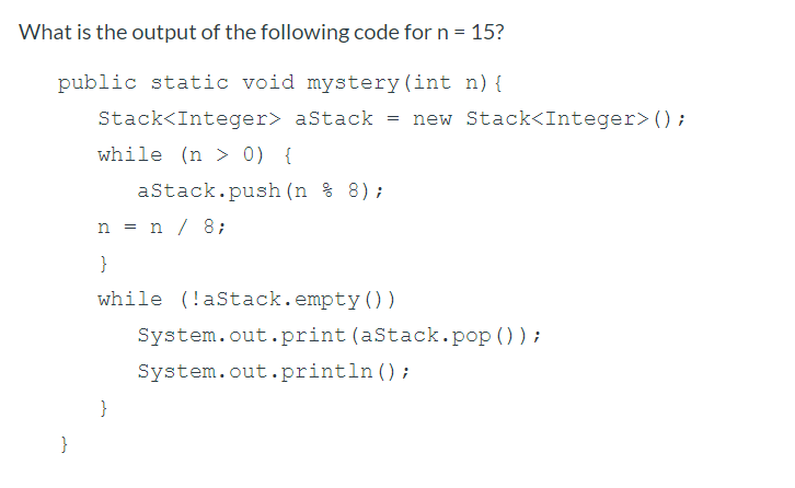 Solved What is the output of the following code for n = 15? | Chegg.com