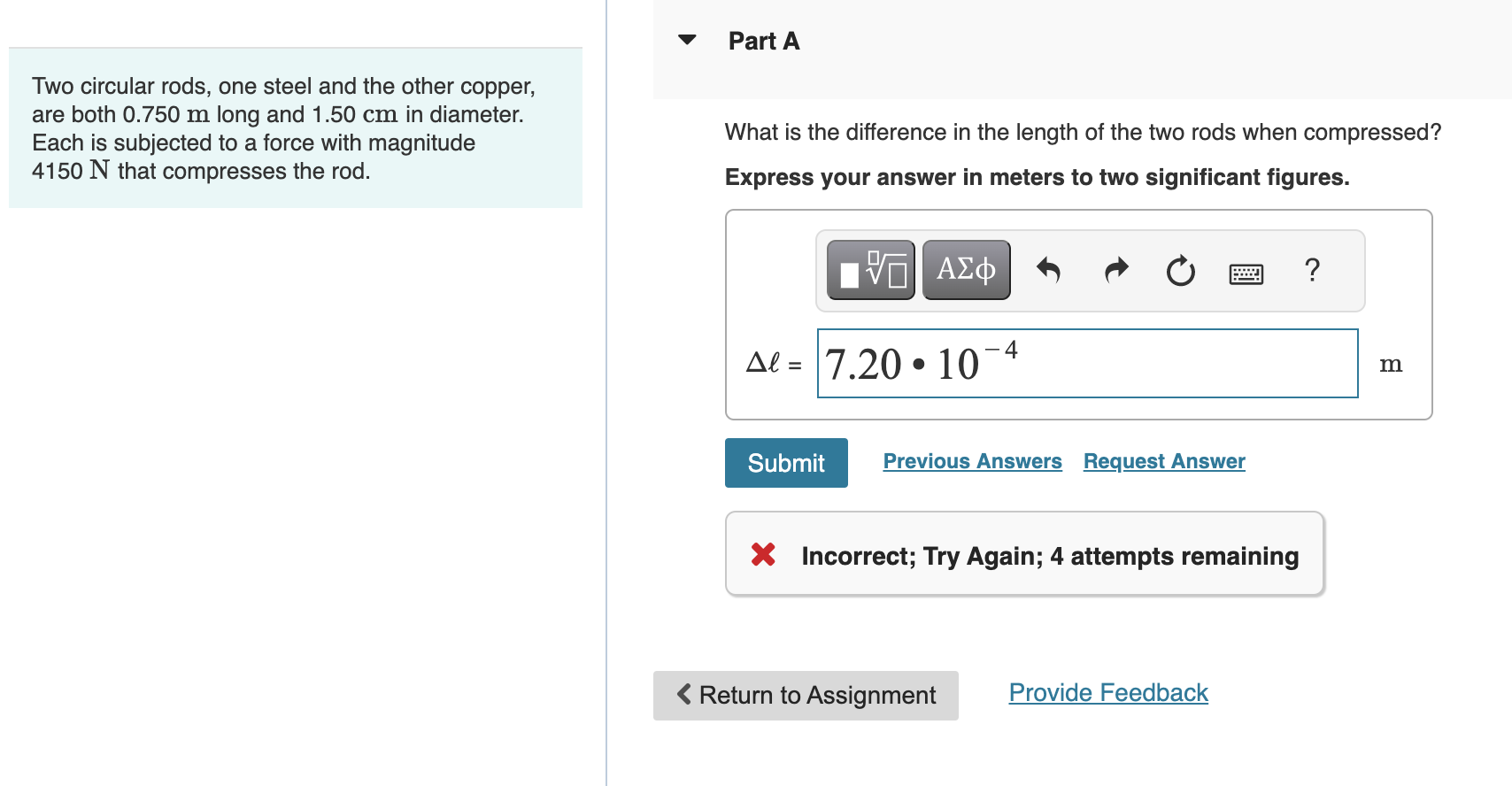 Solved Two circular rods, one steel and the other copper,